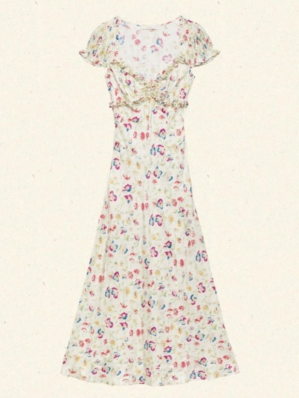 NEW DOEN Valerine SIlk Blend Dress Windswept Blooms Cream Floral | US XS - Picture 5 of 16
